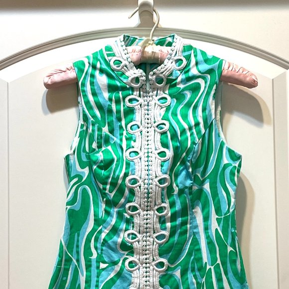 Lilly Pulitzer Dress 0 Alexa Resort White Blue Green Finders Keepers Sleeveless - Picture 3 of 10